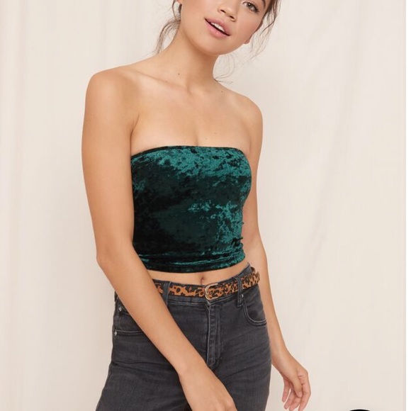 Green velvet garage tube top size medium - Picture 7 of 8